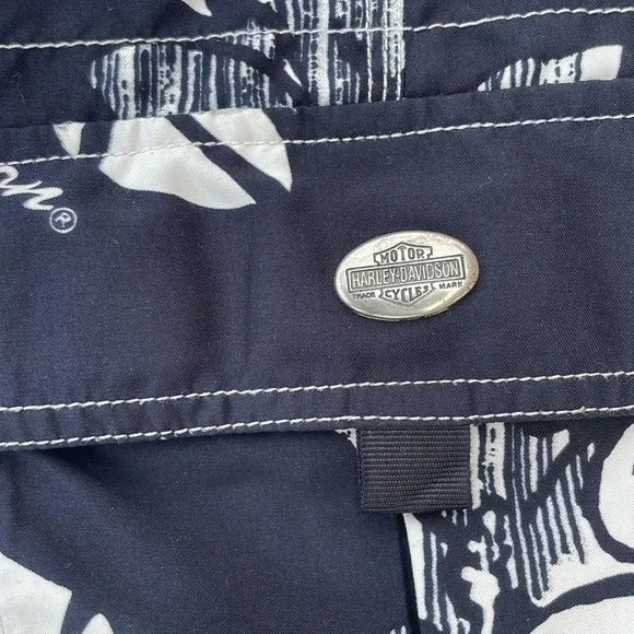 Harley-Davidson Mens Floral Tropical Swim Trunk Board Shorts Motorcycles Size L - Picture 4 of 6